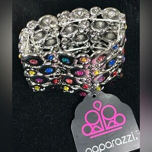 Paparazzi Silver Bracelet with Multicolor Gems